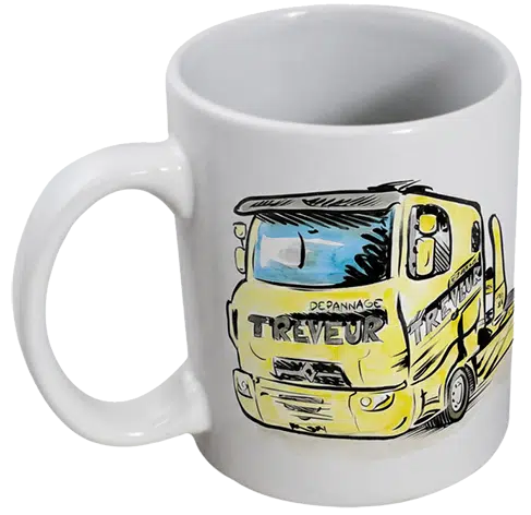 Personalisierte Tasse mit Lkw-Karikatur